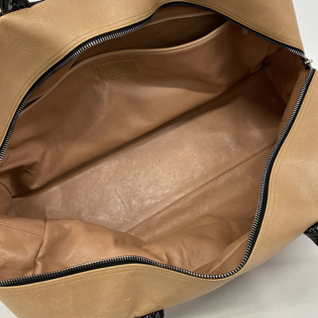 Chanel Boston Bag Sports Leather Brown Silver — view 4