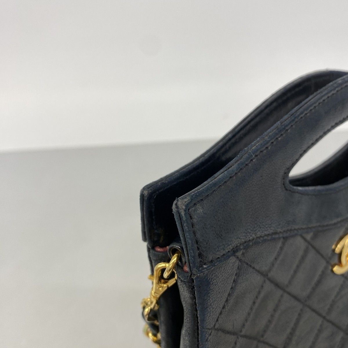 Chanel Handbag Quilted Lambskin Black Gold 2-Way — view 8