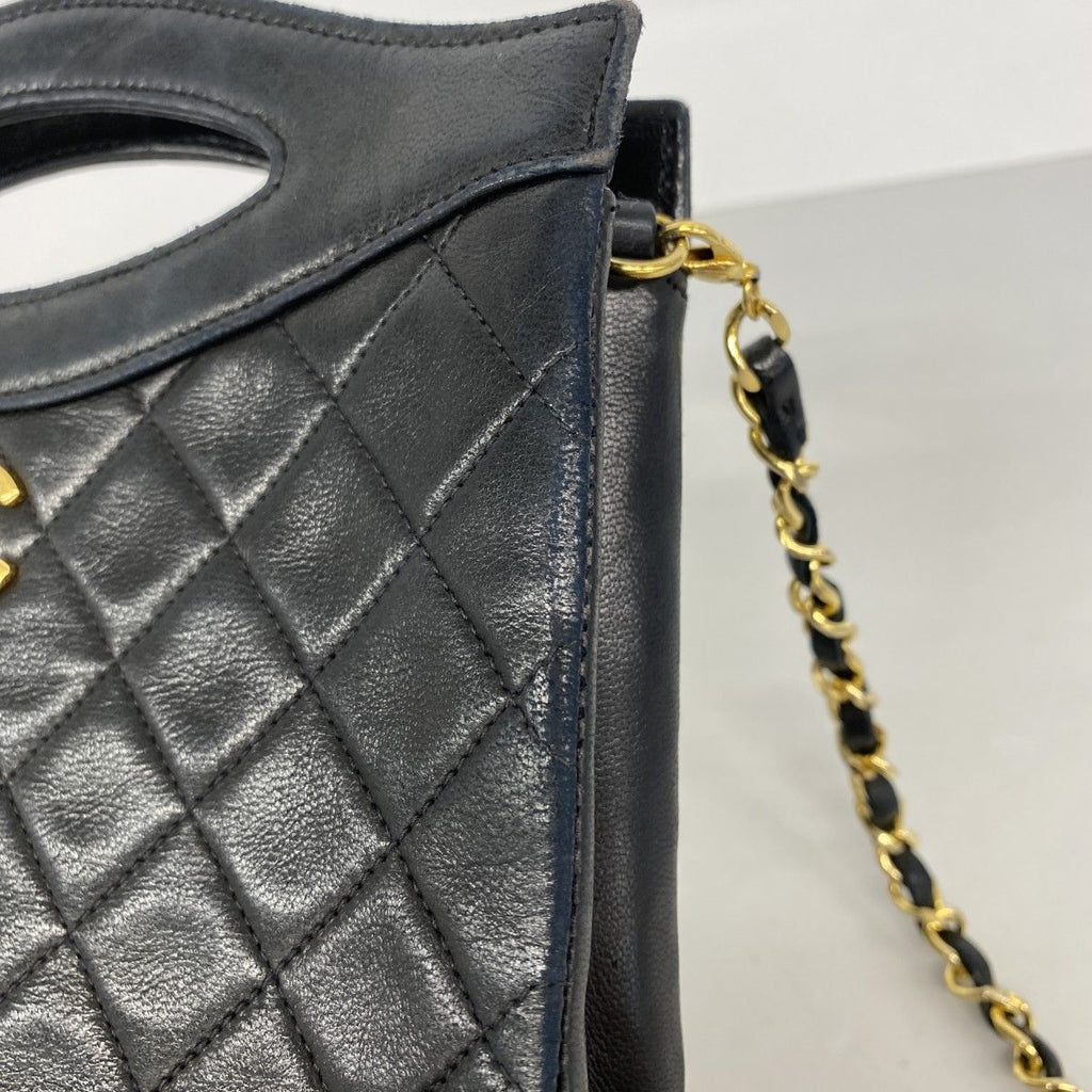 Chanel Handbag Quilted Lambskin Black Gold 2-Way — view 7