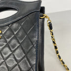 Chanel Handbag Quilted Lambskin Black Gold 2-Way — view 7