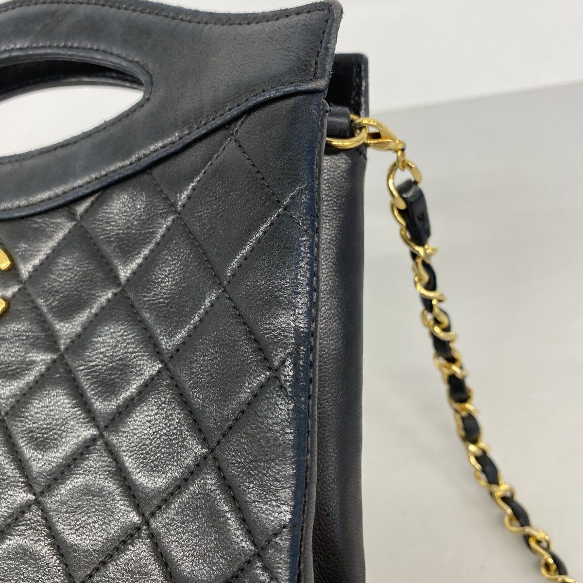 Chanel Handbag Quilted Lambskin Black Gold 2-Way — view 7
