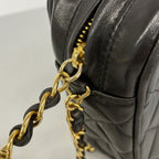 Chanel Shoulder Bag Quilted Brilliant Lambskin Black Gold — view 7