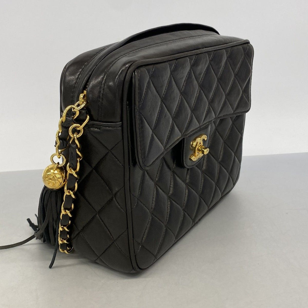 Chanel Shoulder Bag Quilted Brilliant Lambskin Black Gold — view 2