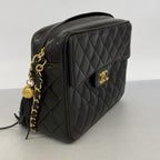 Chanel Shoulder Bag Quilted Brilliant Lambskin Black Gold — view 2