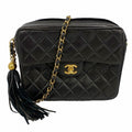 Chanel Shoulder Bag Quilted Brilliant Lambskin Black Gold