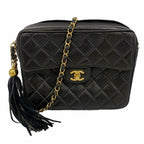 Chanel Shoulder Bag Quilted Brilliant Lambskin Black Gold