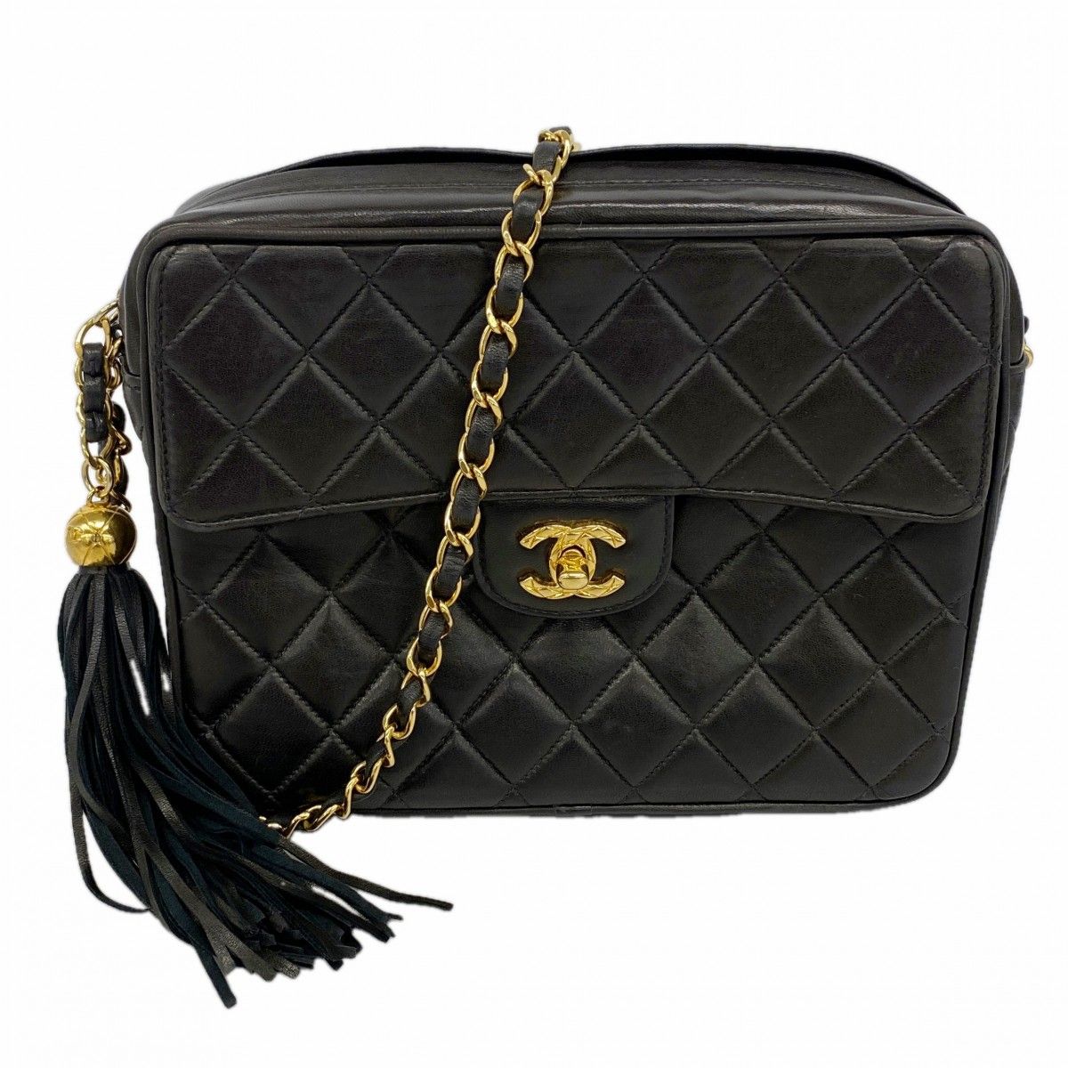 Chanel Shoulder Bag Quilted Brilliant Lambskin Black Gold