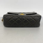 Chanel Shoulder Bag Quilted Brilliant Lambskin Black Gold — view 3