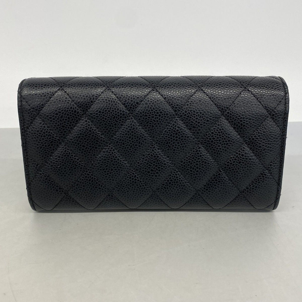 Chanel Wallet Quilted Caviar Leather Black Gold — view 7