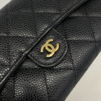 Chanel Wallet Quilted Caviar Leather Black Gold — view 6