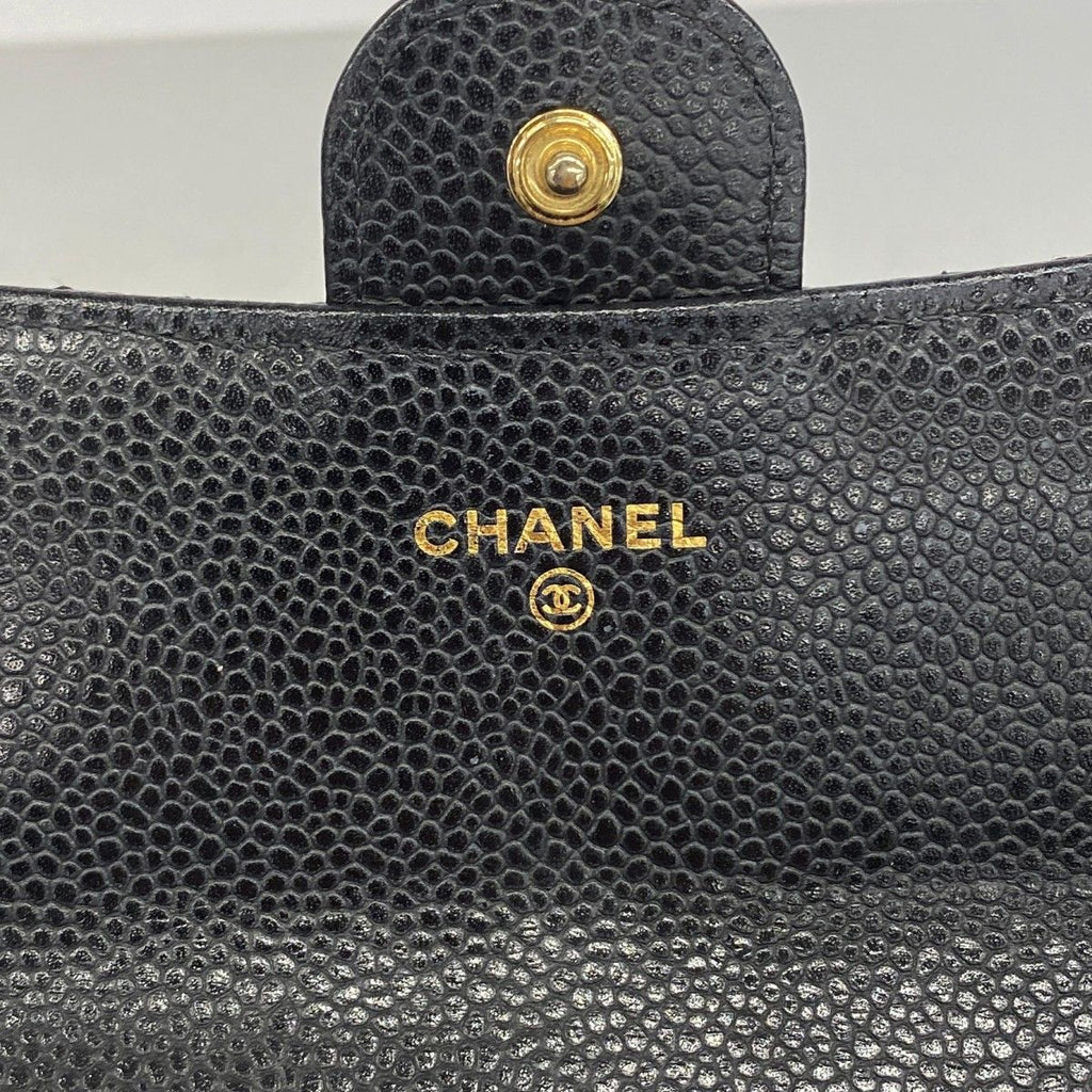 Chanel Wallet Quilted Caviar Leather Black Gold — view 4