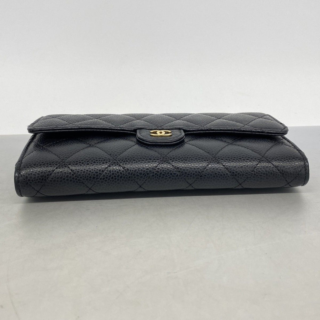Chanel Wallet Quilted Caviar Leather Black Gold — view 2