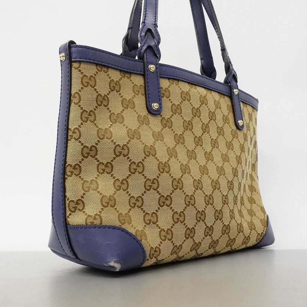 Gucci Tote GG Canvas Beige Blue Champagne Gold — view 2