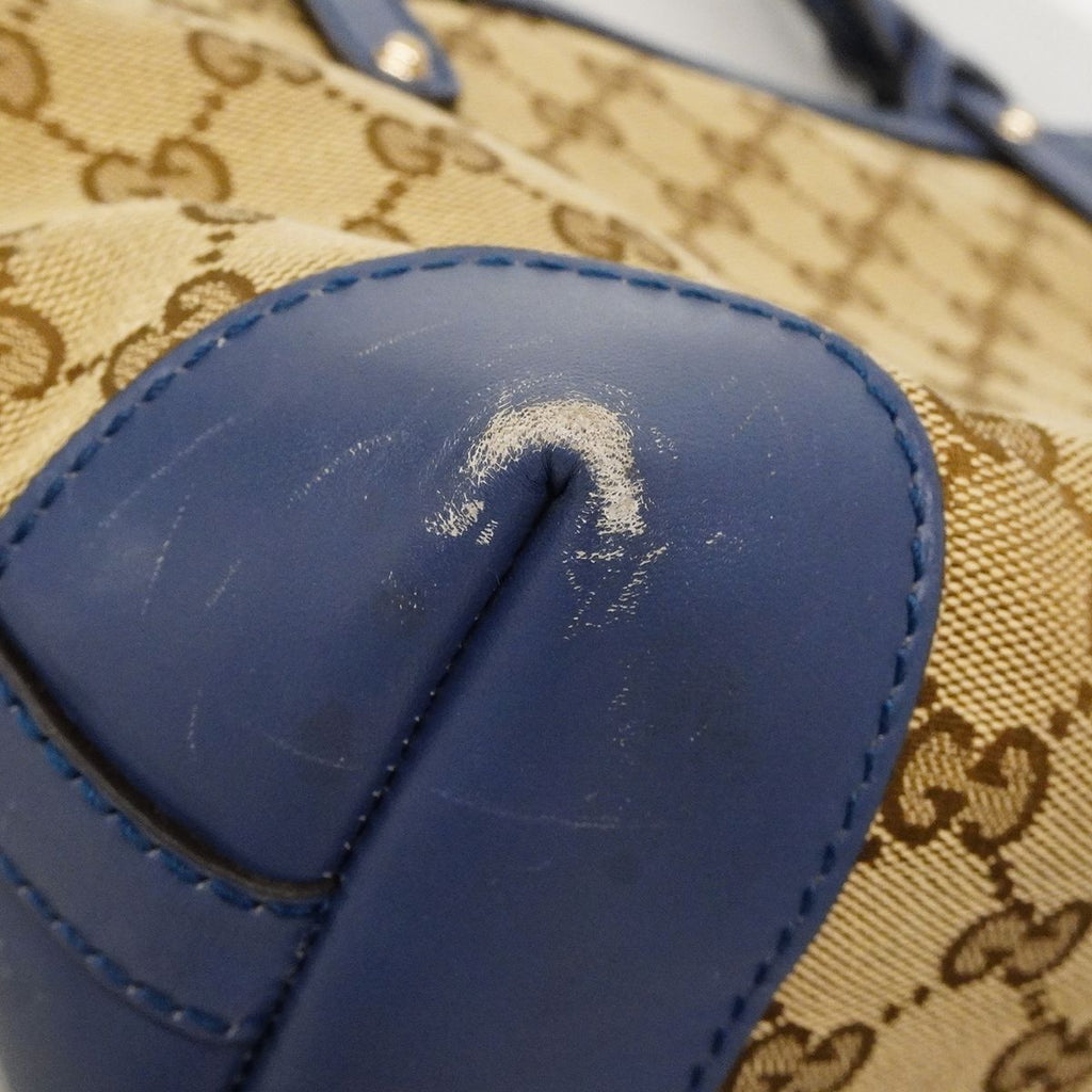 Gucci Tote GG Canvas Beige Blue Champagne Gold — view 6