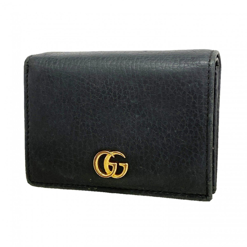 Gucci Wallet GG Marmont Leather Black Gold