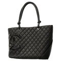 Chanel Tote Cambon Lambskin Black Silver