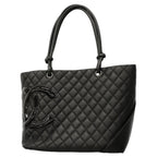 Chanel Tote Cambon Lambskin Black Silver