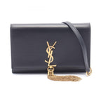 Saint Laurent Paris Shoulder Bag Kate Tassel Black Leather Small