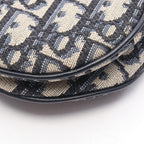 Dior Handbag Saddle Oblique Ivory Navy Canvas Leather Bag Mini — view 7