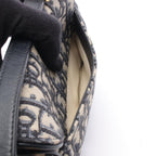 Dior Handbag Saddle Oblique Ivory Navy Canvas Leather Bag Mini — view 6