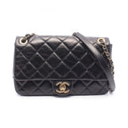 Chanel Shoulder Bag Quilted Single Flap Black Leather Chain