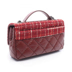 Chanel Shoulder Bag Air Line Quilted Top Handle 2-Way Red Fabric Leather Chain — view 2