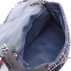 Chanel Shoulder Bag Air Line Navy Wine Red Fabric Leather Air 2-Way — view 3