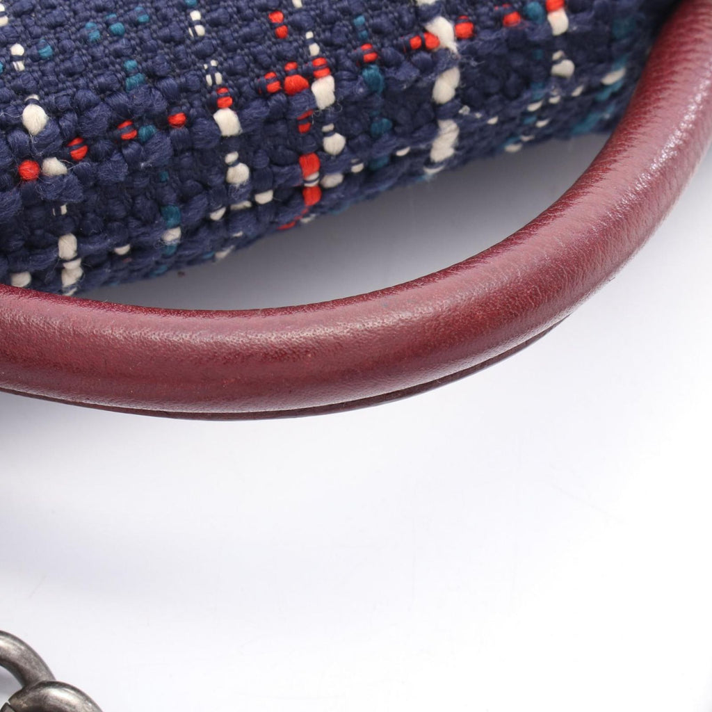 Chanel Shoulder Bag Air Line Navy Wine Red Fabric Leather Air 2-Way — view 8