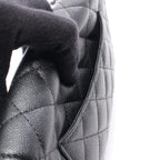 Chanel Shoulder Bag Quilted Black Caviar Leather Chain Wallet — view 6