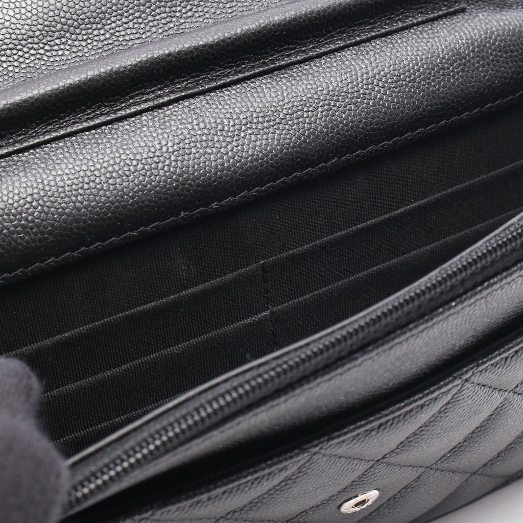 Chanel Shoulder Bag Quilted Black Caviar Leather Chain Wallet — view 8