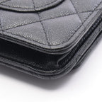Chanel Shoulder Bag Quilted Black Caviar Leather Chain Wallet — view 7