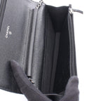Chanel Shoulder Bag Quilted Black Caviar Leather Chain Wallet — view 3