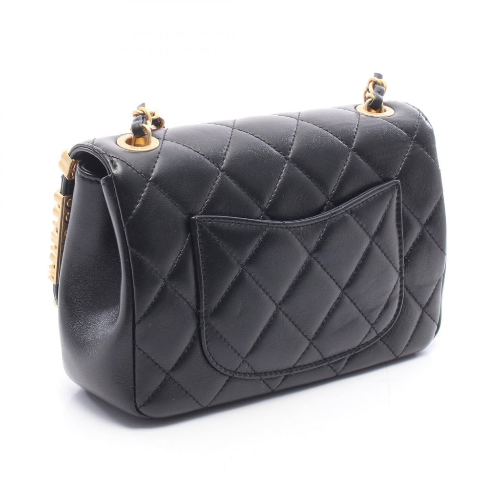 Chanel Shoulder Bag Mini Flap Quilted Black Leather Small Chain — view 2