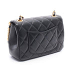 Chanel Shoulder Bag Mini Flap Quilted Black Leather Small Chain — view 2