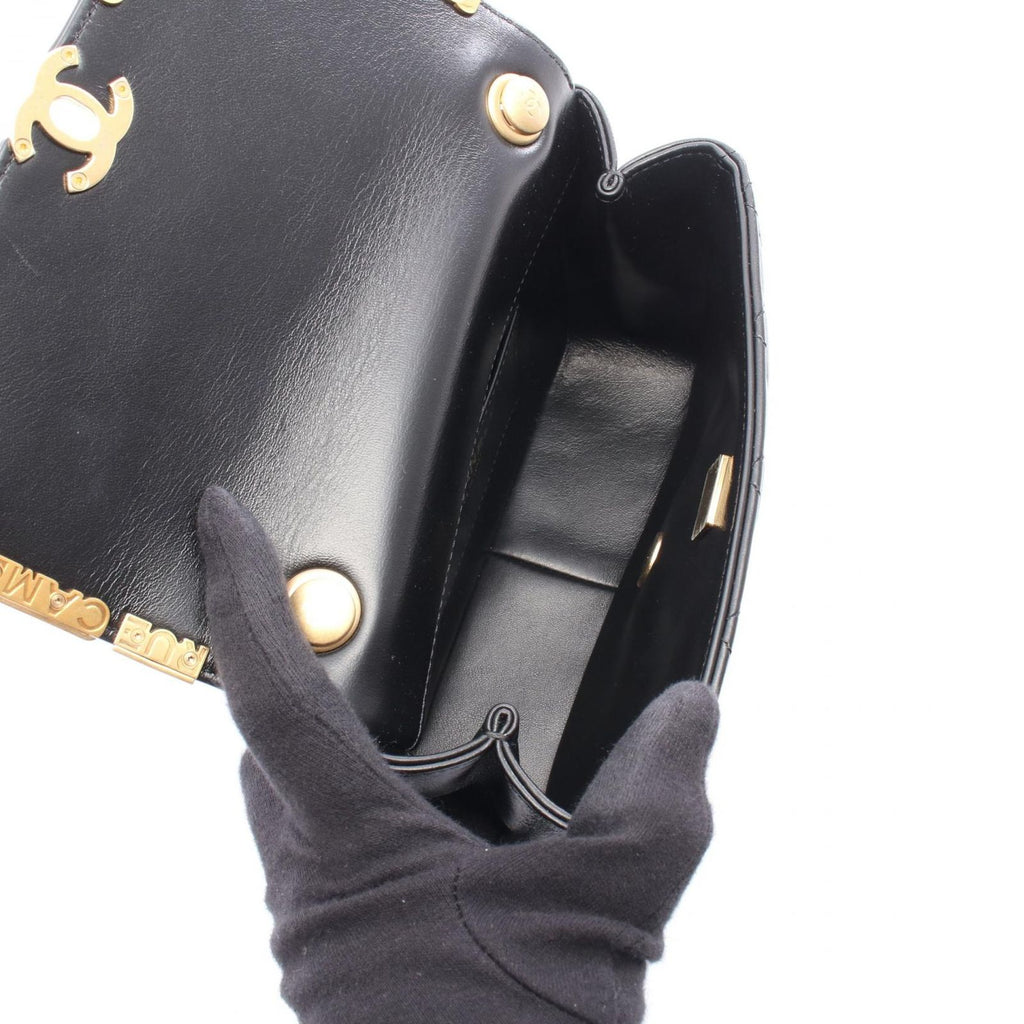 Chanel Shoulder Bag Mini Flap Quilted Black Leather Small Chain — view 3