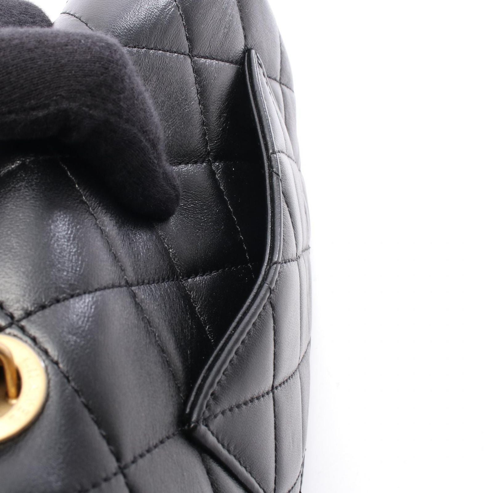 Chanel Shoulder Bag Mini Flap Quilted Black Leather Small Chain — view 6