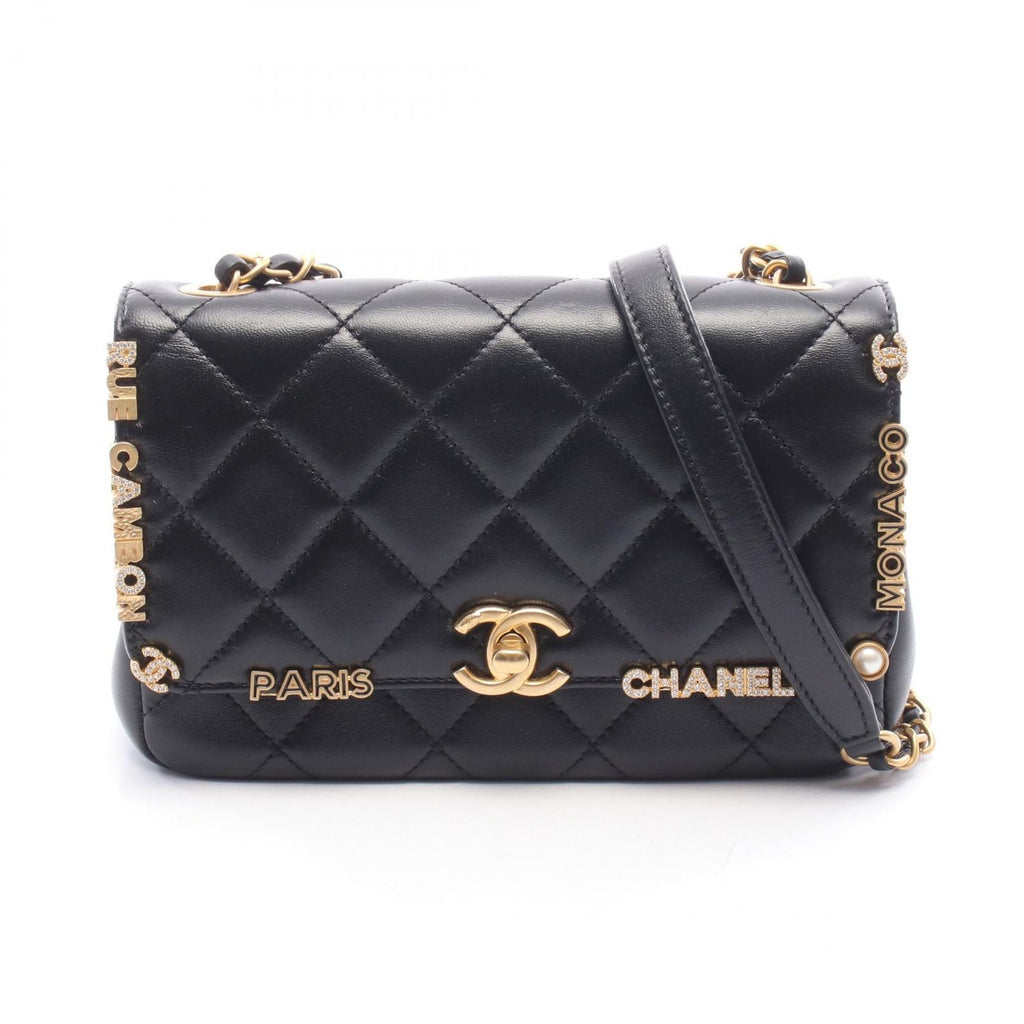 Chanel Shoulder Bag Mini Flap Quilted Black Leather Small Chain