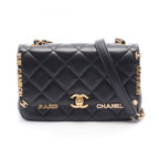 Chanel Shoulder Bag Mini Flap Quilted Black Leather Small Chain