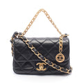 Chanel Shoulder Bag Quilted Small Flap Black Leather Chain
