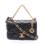 Chanel Shoulder Bag Quilted Small Flap Black Leather Chain