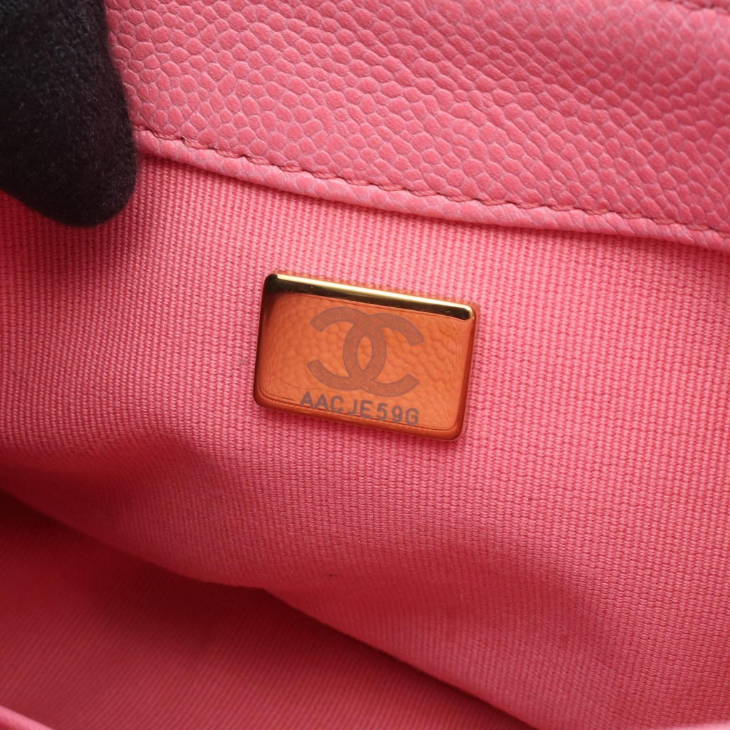 Chanel Shoulder Bag Quilted Mini Messenger Pink Caviar Leather Round Flap Chain — view 5