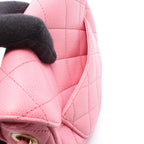 Chanel Shoulder Bag Quilted Mini Messenger Pink Caviar Leather Round Flap Chain — view 6
