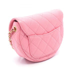 Chanel Shoulder Bag Quilted Mini Messenger Pink Caviar Leather Round Flap Chain — view 2