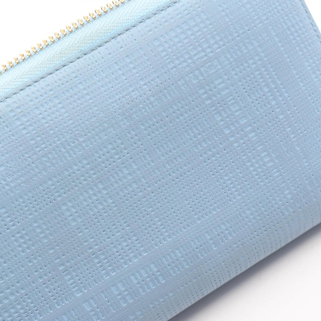 Loewe Round Wallet Linen Zip Around Light Blue Leather Repeat Anagram — view 8