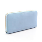 Loewe Round Wallet Linen Zip Around Light Blue Leather Repeat Anagram — view 2