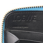 Loewe Round Wallet Linen Zip Around Light Blue Leather Repeat Anagram — view 4