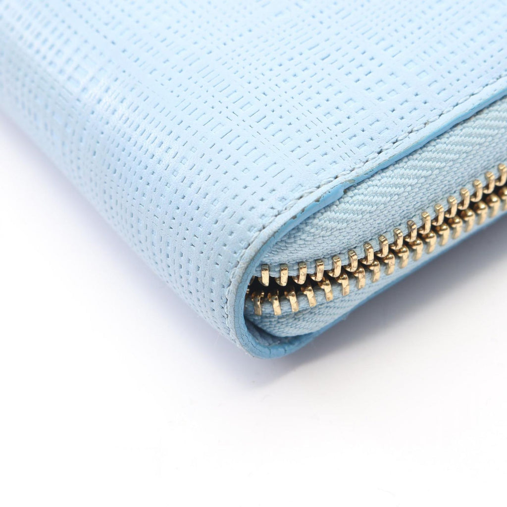Loewe Round Wallet Linen Zip Around Light Blue Leather Repeat Anagram — view 7