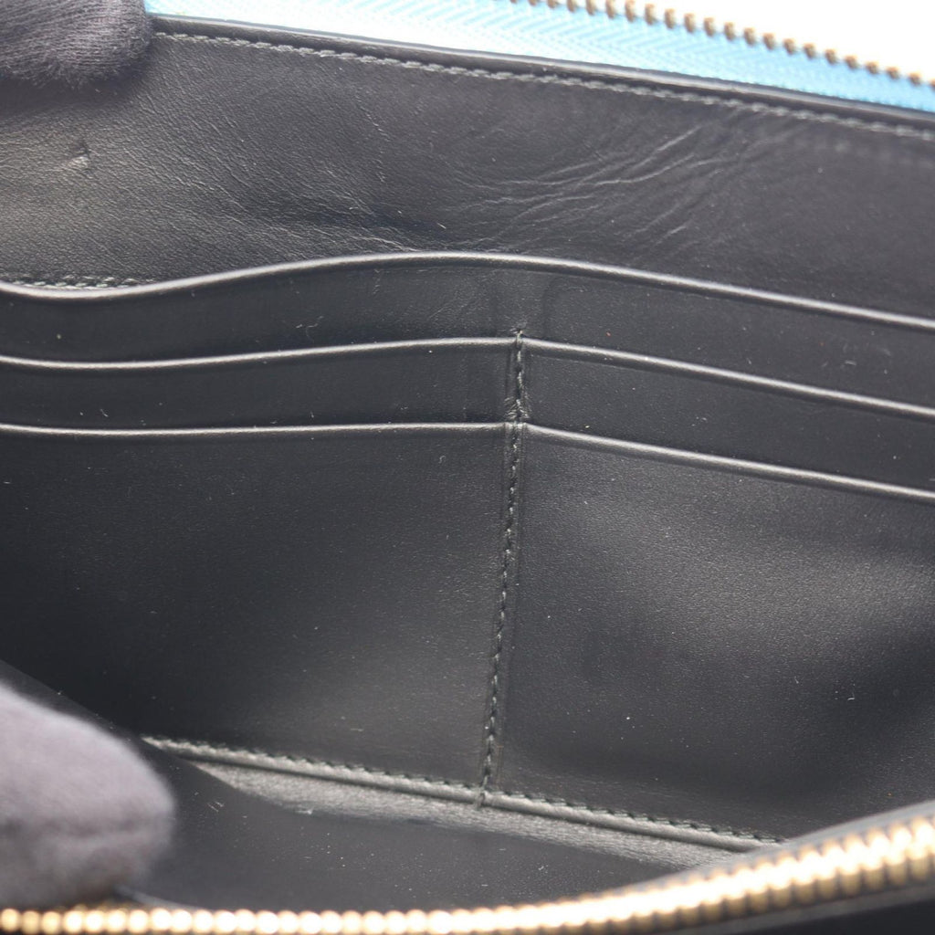 Loewe Round Wallet Linen Zip Around Light Blue Leather Repeat Anagram — view 6