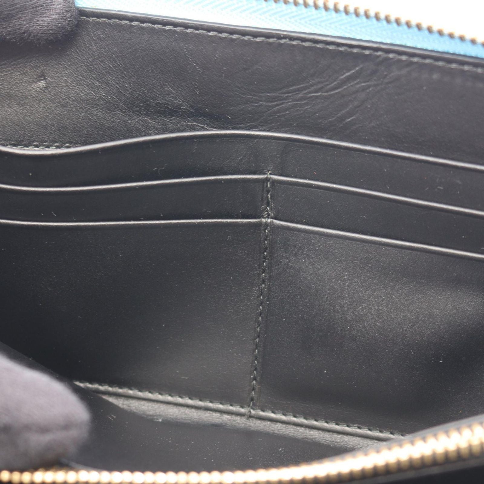 Loewe Round Wallet Linen Zip Around Light Blue Leather Repeat Anagram — view 6