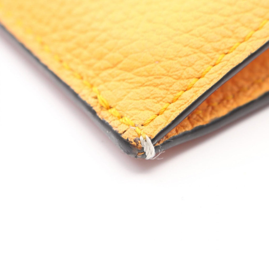 Loewe Coin Case Anagram Square Card Holder with Key Ring Apricot Orange Leather — view 7